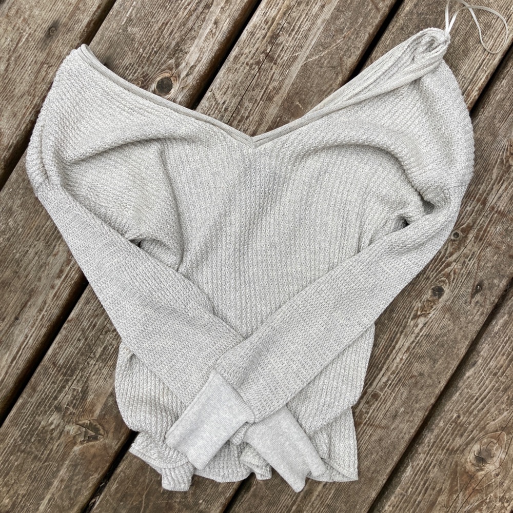 Silver Off-the-Shoulder Sweater